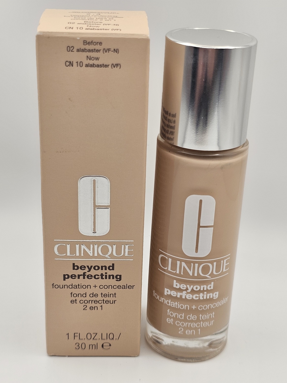 NEW Clinique Beyond Perfecting Foundation + Concealer - Alabaster CN 10 1 FL oz.
